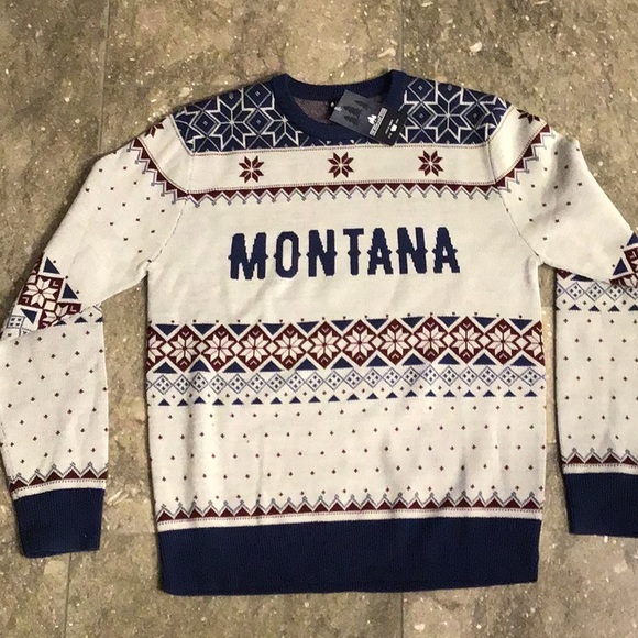 The Montana Scene Sweaters - Montana Scene Montana Christmas Sweater, gray, M, NWT